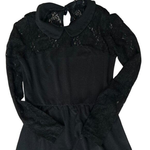 Zara TRF Womens Black Lace Long Sleeve Short Mini Party Evening Dress XS - Picture 1 of 5